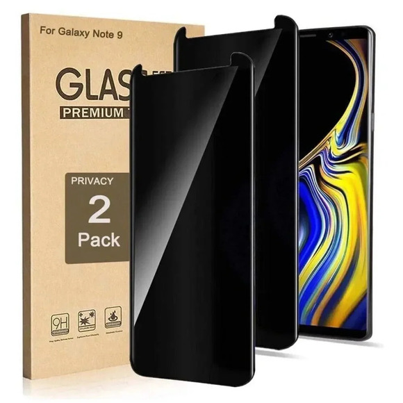 2 Pack Galaxy Note 9 Screen Protector Privacy‎ Tempered Glass 3D Curved Edge 9H - Picture 3 of 9